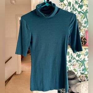 Teal Turtleneck Short-Sleeve Top
